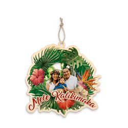 Vintage Floral Wreath Photo Ornament