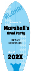Aloha Grad Party Surfboard Sign