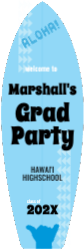 Aloha Grad Party Surfboard Sign