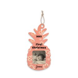 Customizable Pink Pineapple Cut-Out Ornament