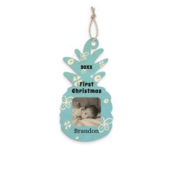 Customizable Blue Pineapple Cut-Out Ornament