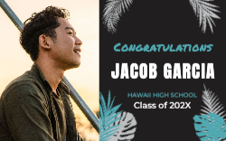 Tropical Modern Graduation Vinyl Banner 4x2.5