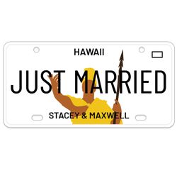 Just Married Kamehameha License Plate