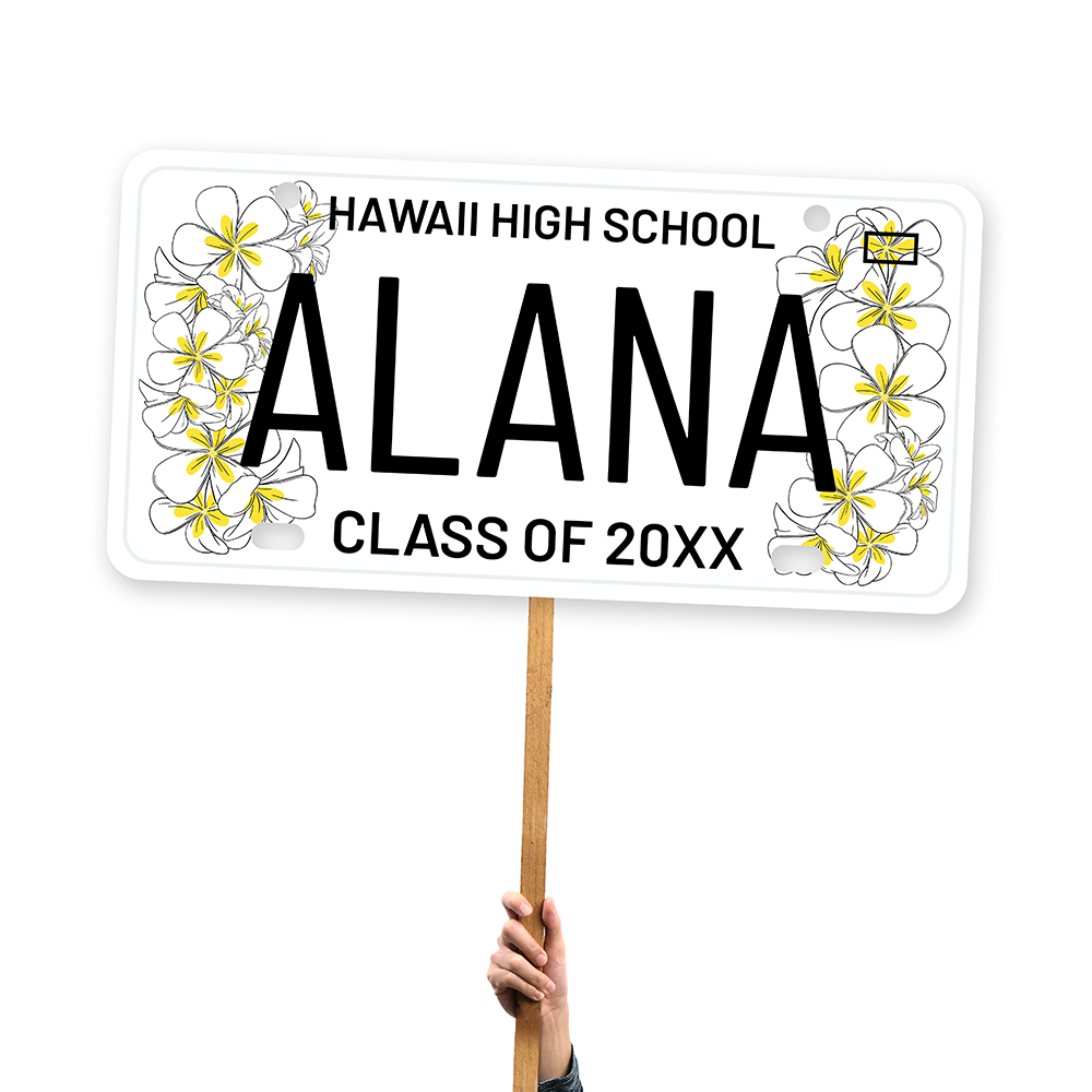 Plumeria License Plate Foamcore Grad Sign
