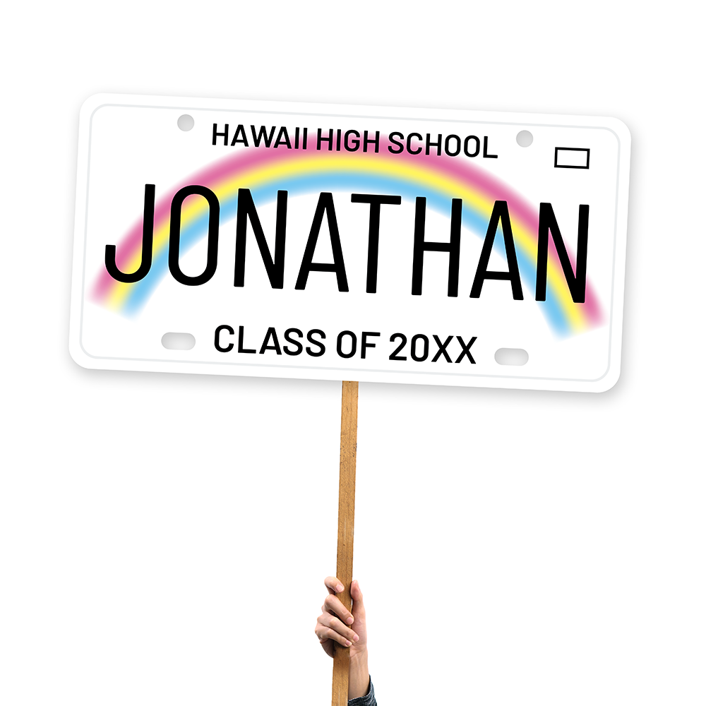 Rainbow License Plate Foamcore Grad Sign