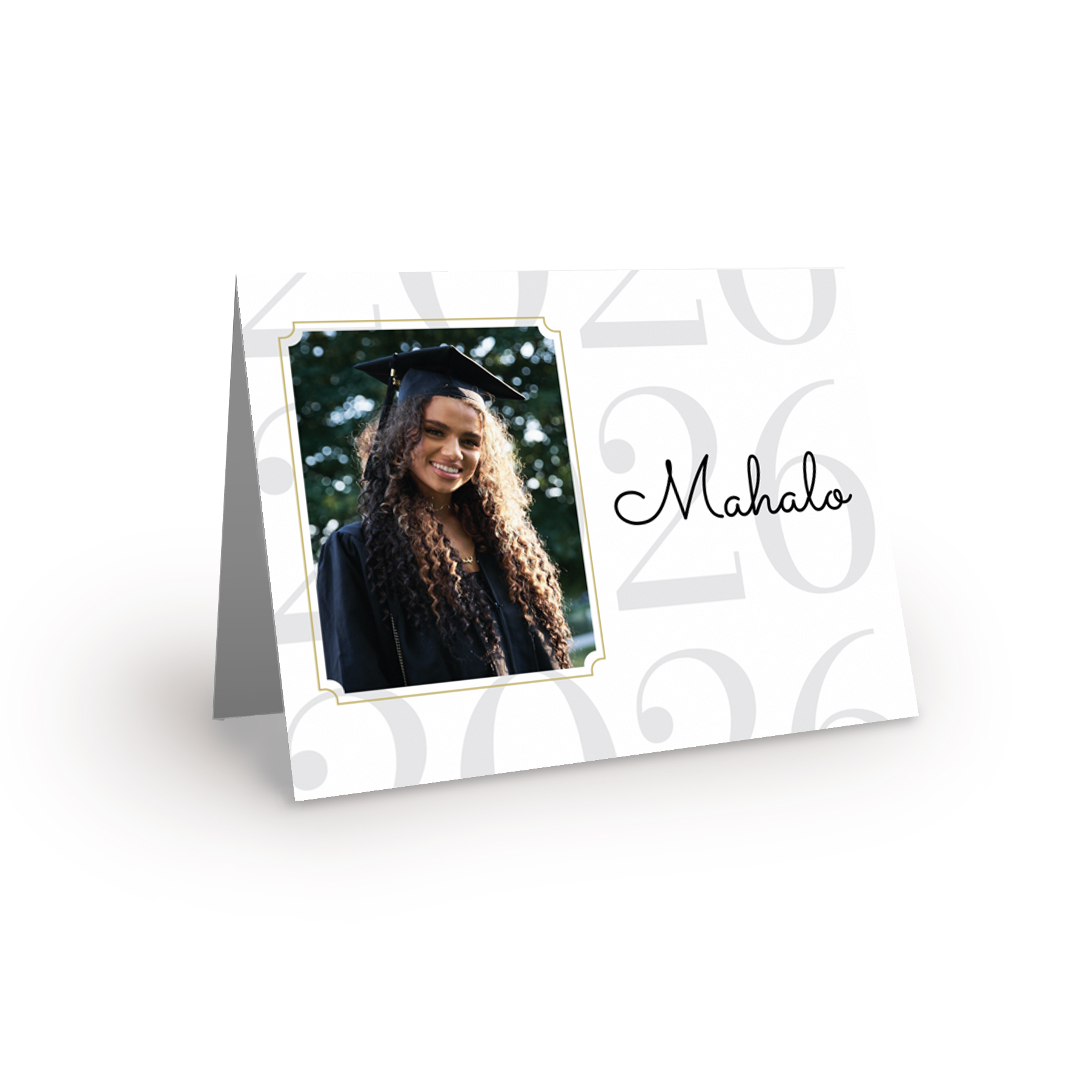 Graduation card featuring a special black and white notecard design in a decorative frame.