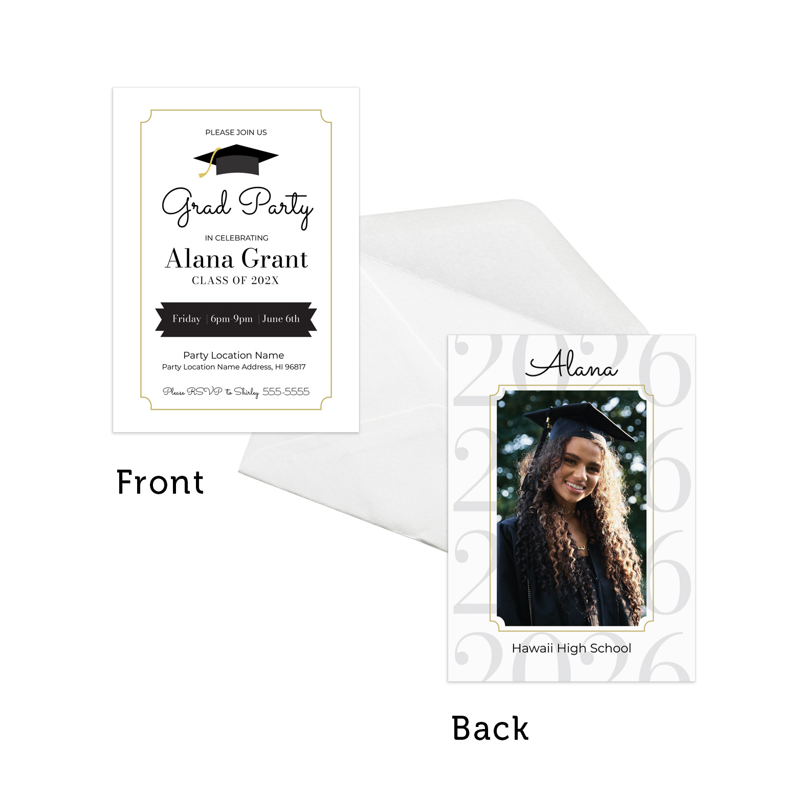 Graduation card featuring a photo and a special frame invitation postcard design.