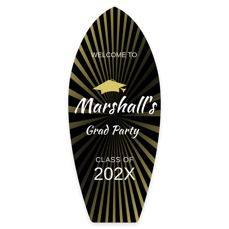 Sun Rays Grad Party Surfboard Foamcore Sign