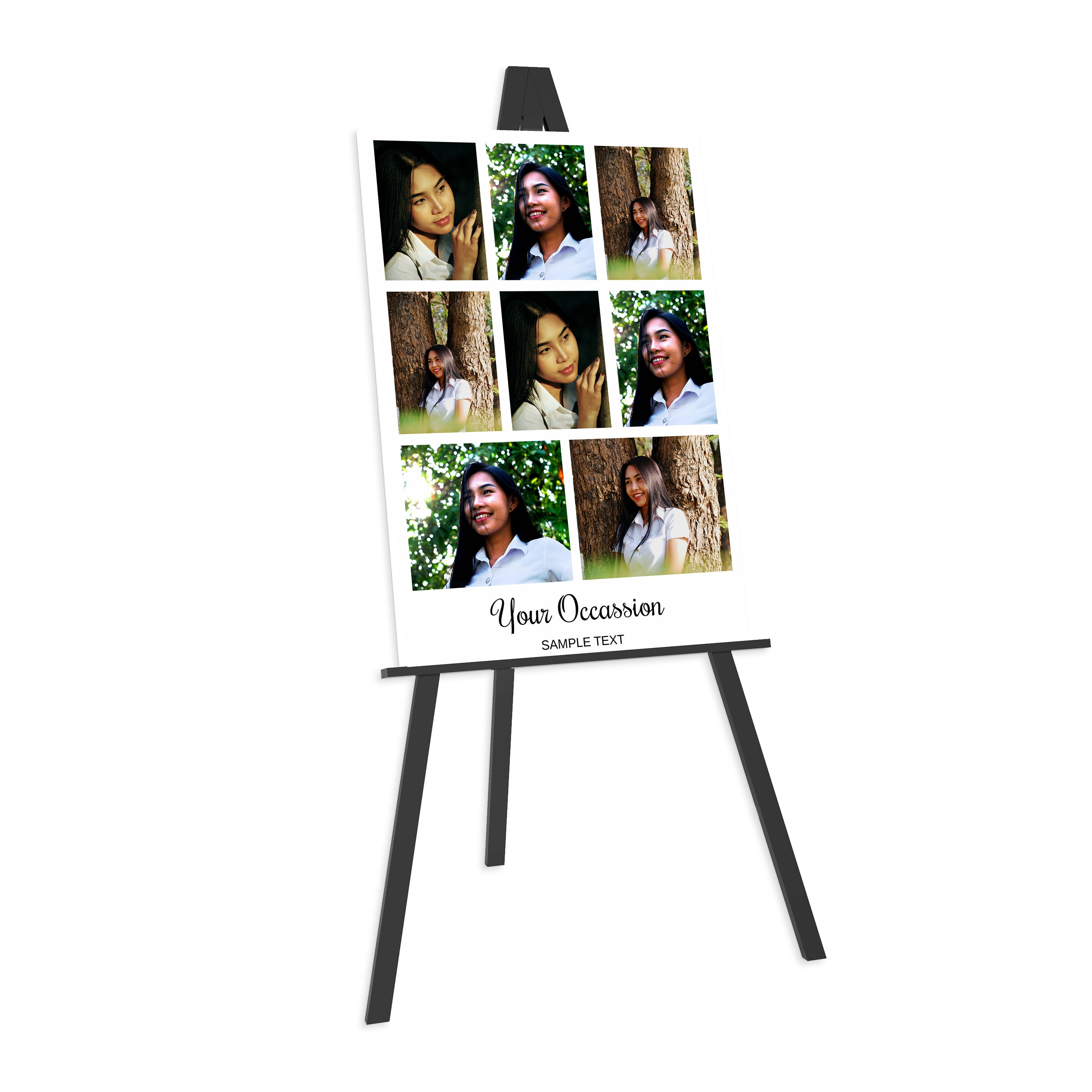 Custom  print on foamcore on an easel with student photo & name"Michael Harada," school and year