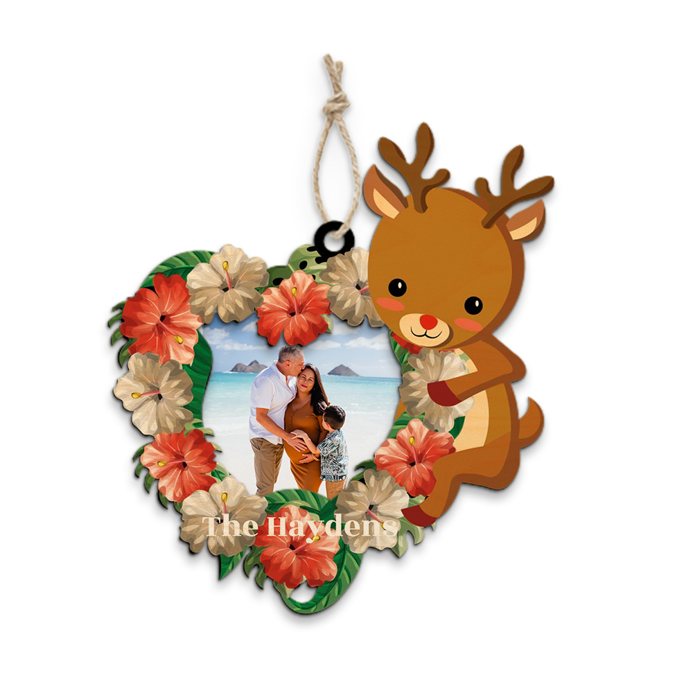 4.75"x5.25" Reindeer Wreath Photo Ornament