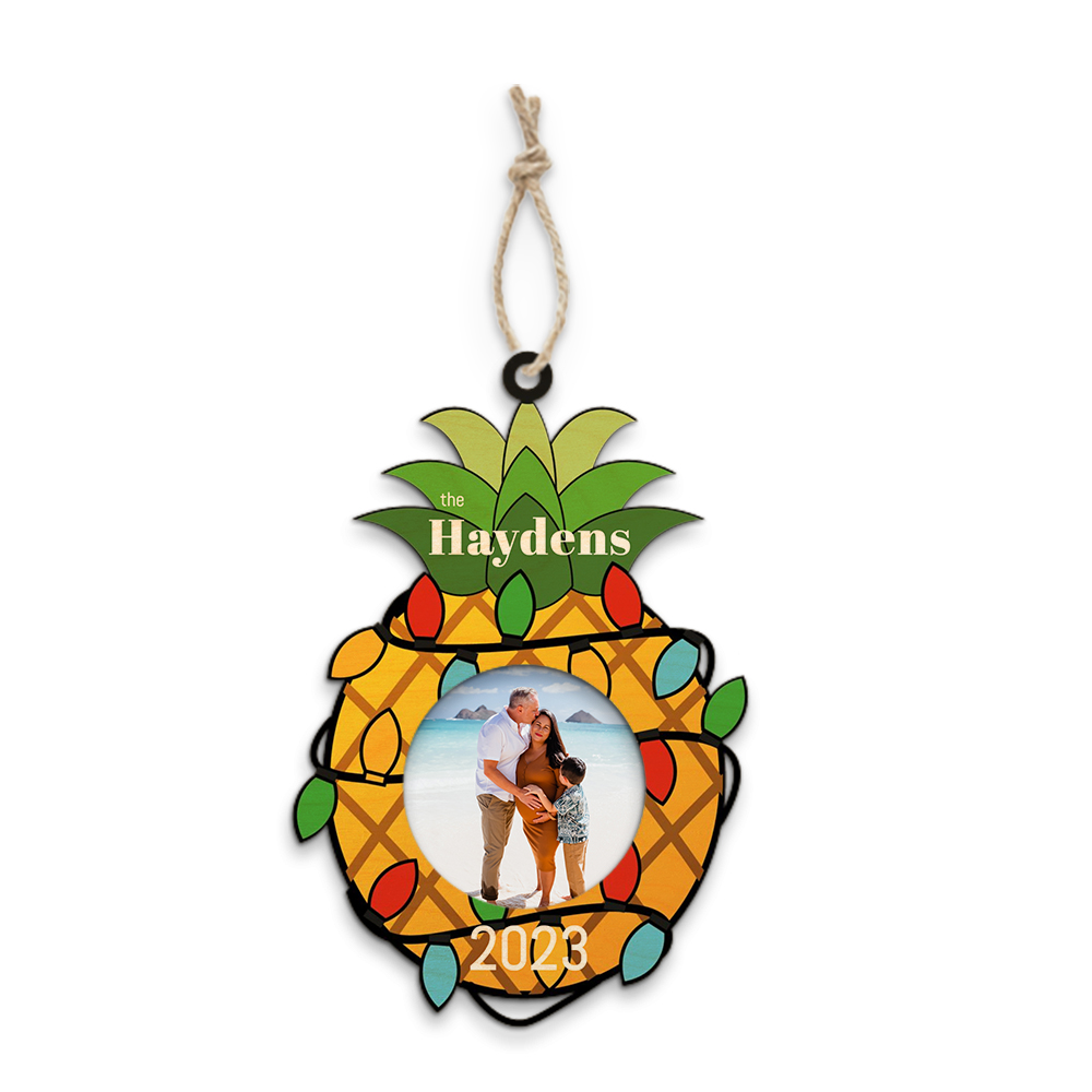 4"x5.75" Pineapple Lights Photo Ornament