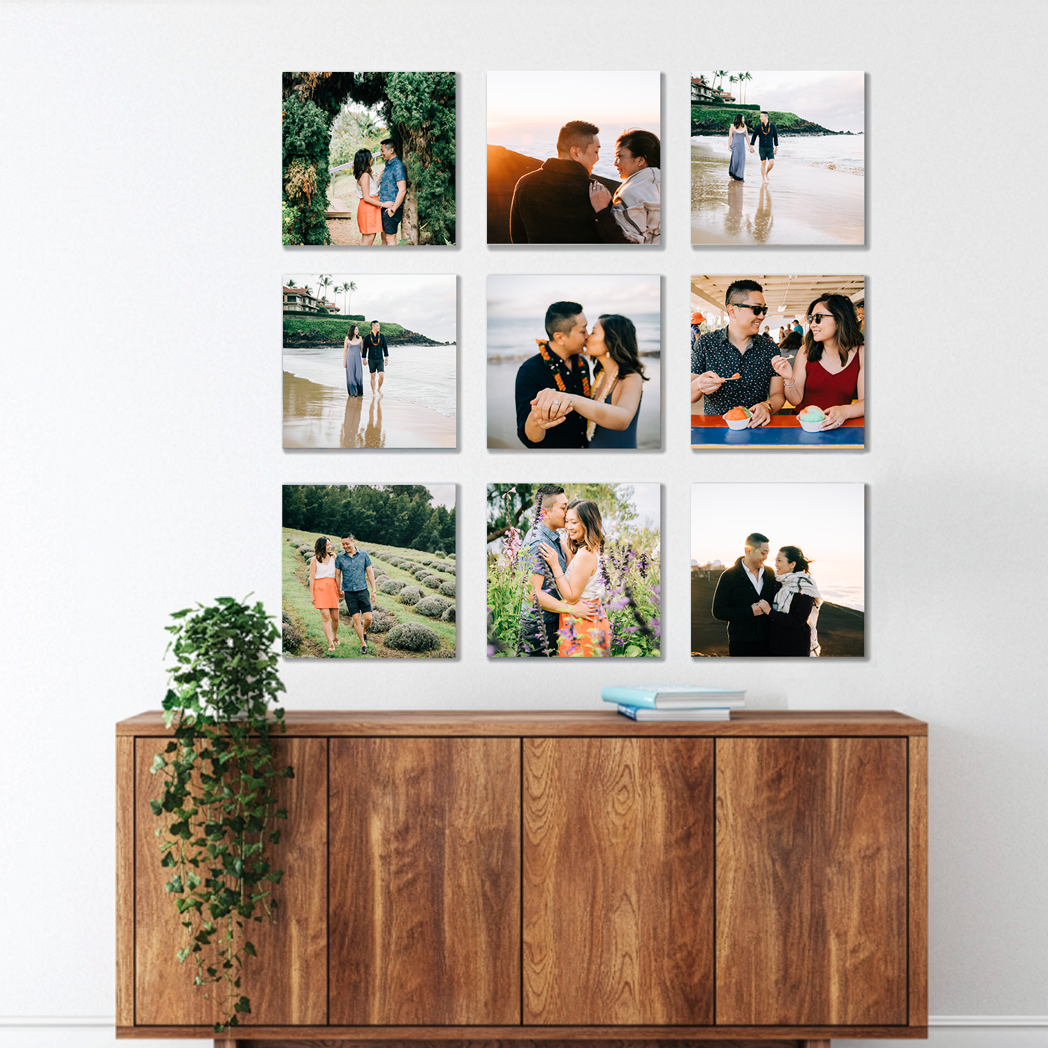 Large 9-Grid Gallery Wall w/ 12"x12" Metal Prints