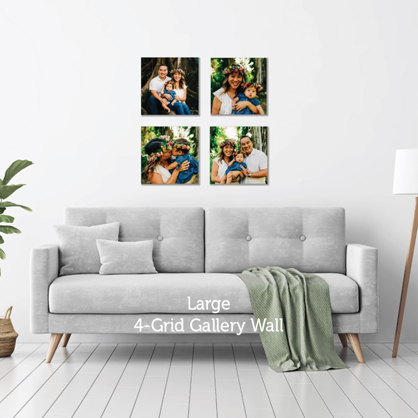 Large 4-Grid Gallery Wall w/ 12"x12" Metal  Prints