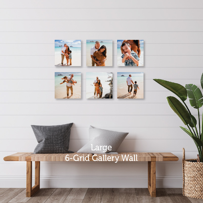 Large 6-Grid Gallery Wall w/ 12"x12" Metal Prints