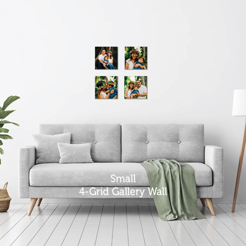 Small 4-Grid Gallery Wall w/ 8"x8" Metal Prints