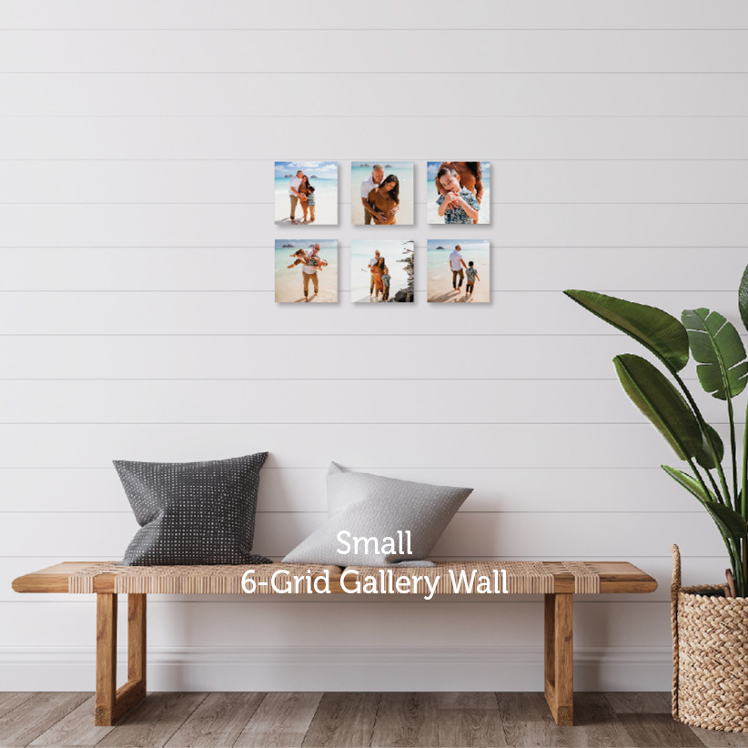 Small 6-Grid Gallery Wall w/ 8"x8" Metal Prints
