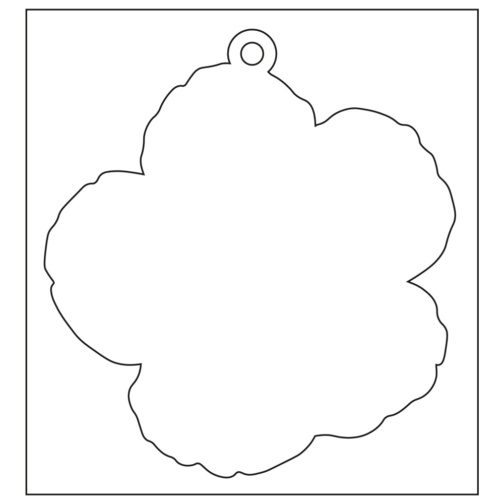 PCC wood ornament hibiscus 3.5in